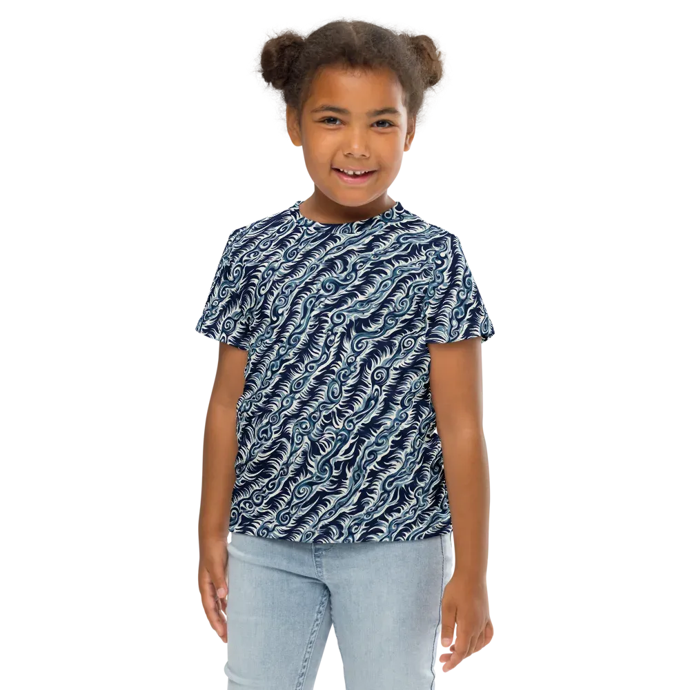 Midnight Tide on Kids Crew Neck T-Shirt — Front