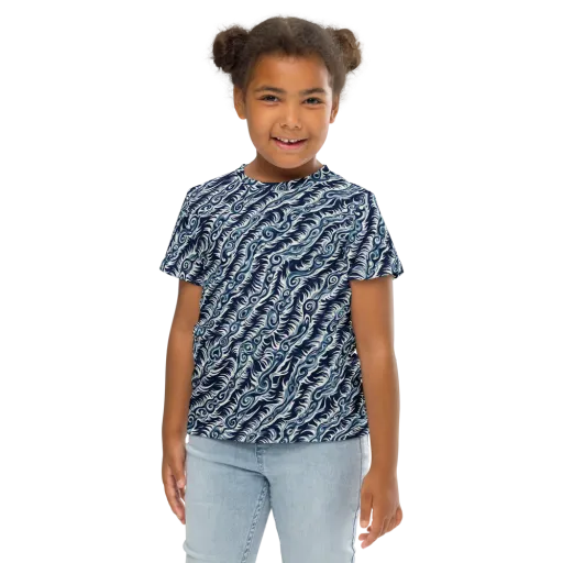 Midnight Tide on a Kids Crew Neck T-Shirt