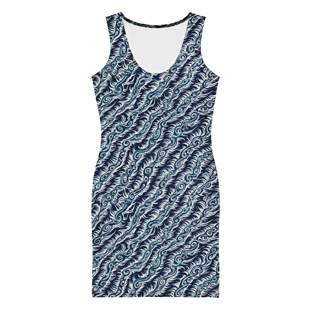 Midnight Tide on Bodycon Dress — Front