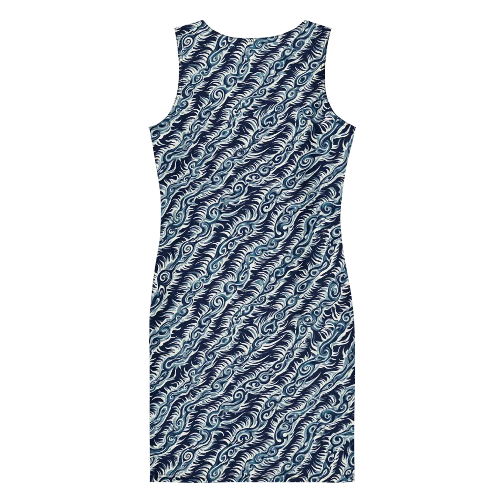 Midnight Tide on Bodycon Dress — Back