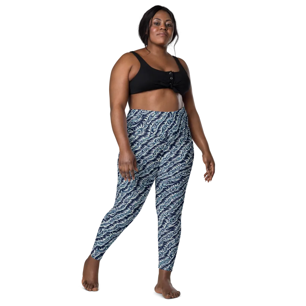 Midnight Tide on Leggings with Pockets — Front