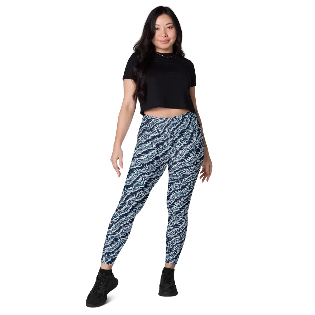 Midnight Tide on Leggings with Pockets — Front