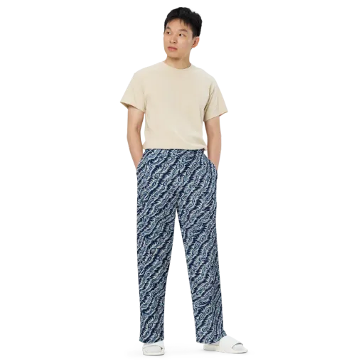 Midnight Tide on a Wide-Leg Pants