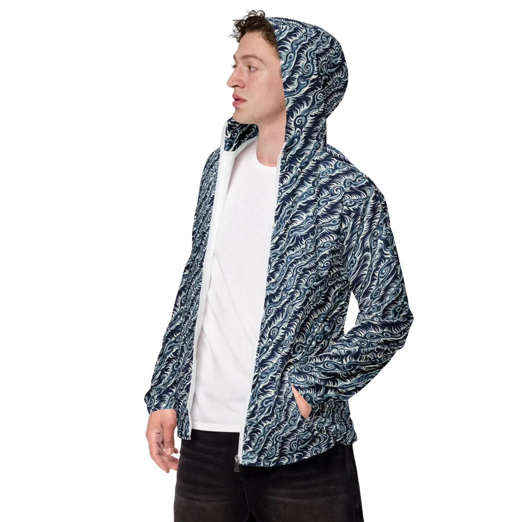 Midnight Tide on Men's Windbreaker — Left Front