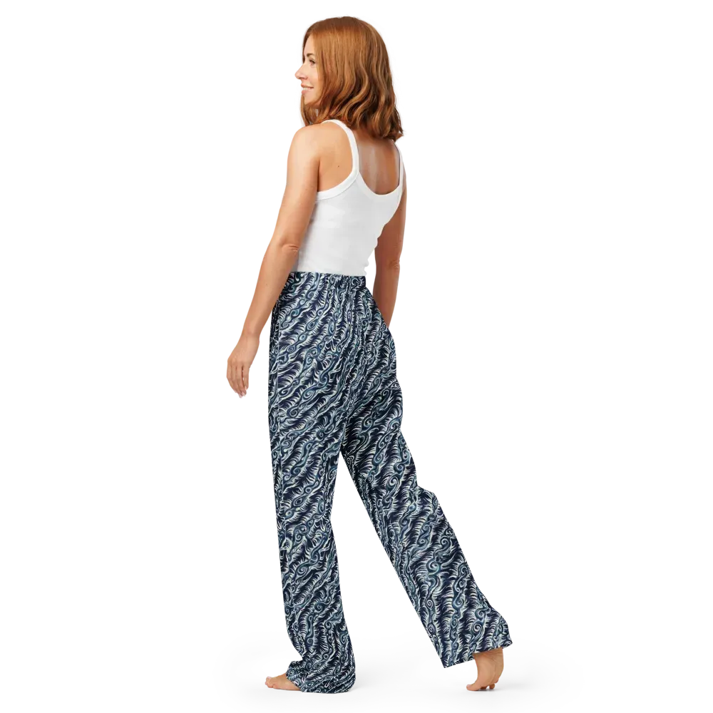 Midnight Tide on Women's Pajama Pants — Back