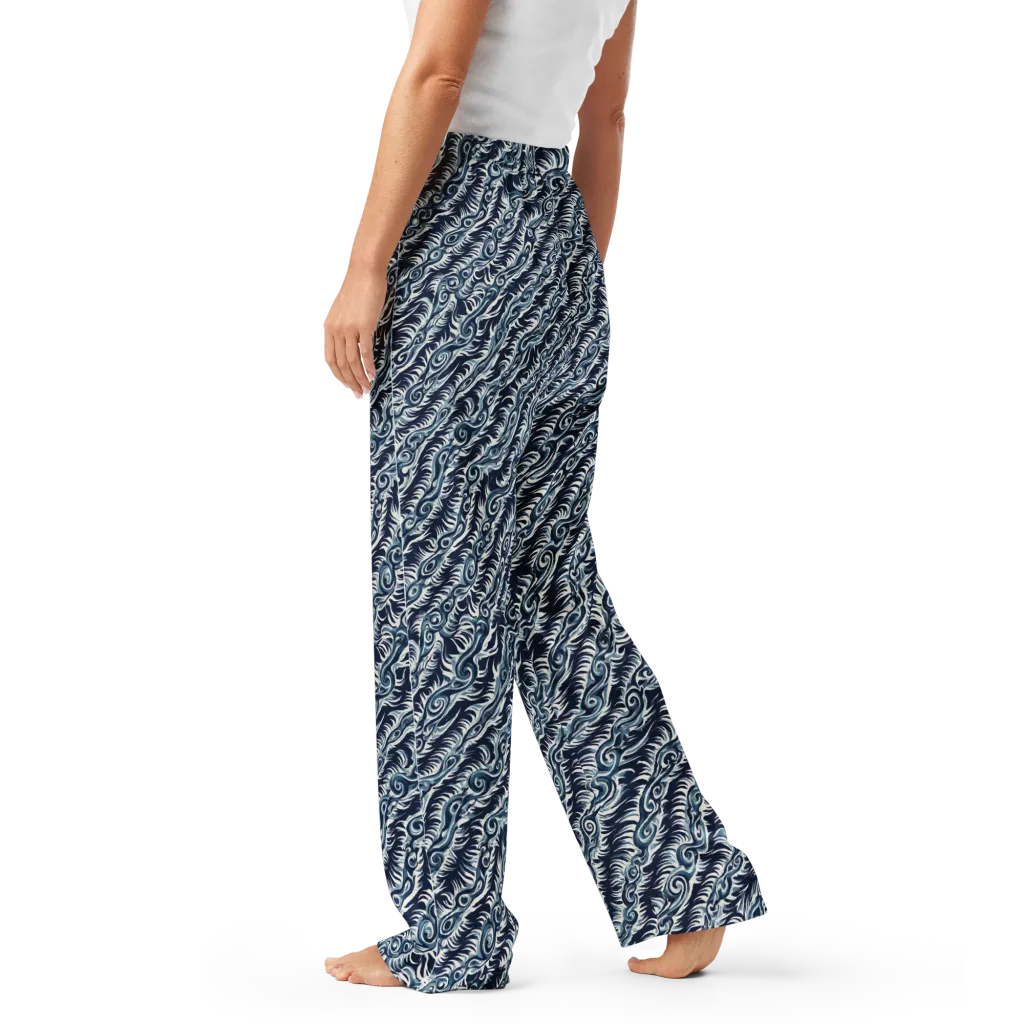 Midnight Tide on Women's Pajama Pants — Left