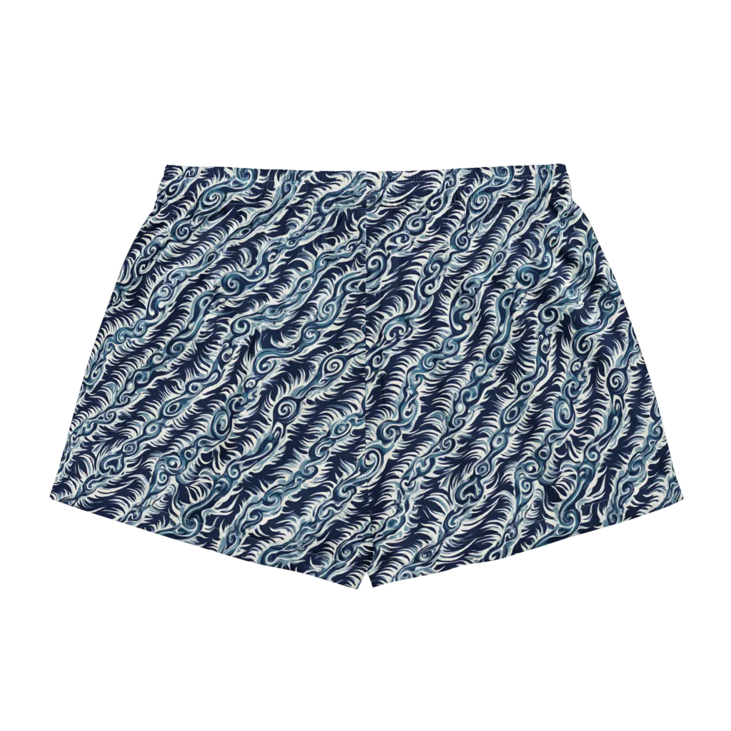 Midnight Tide on Women's Pajama Shorts — Back