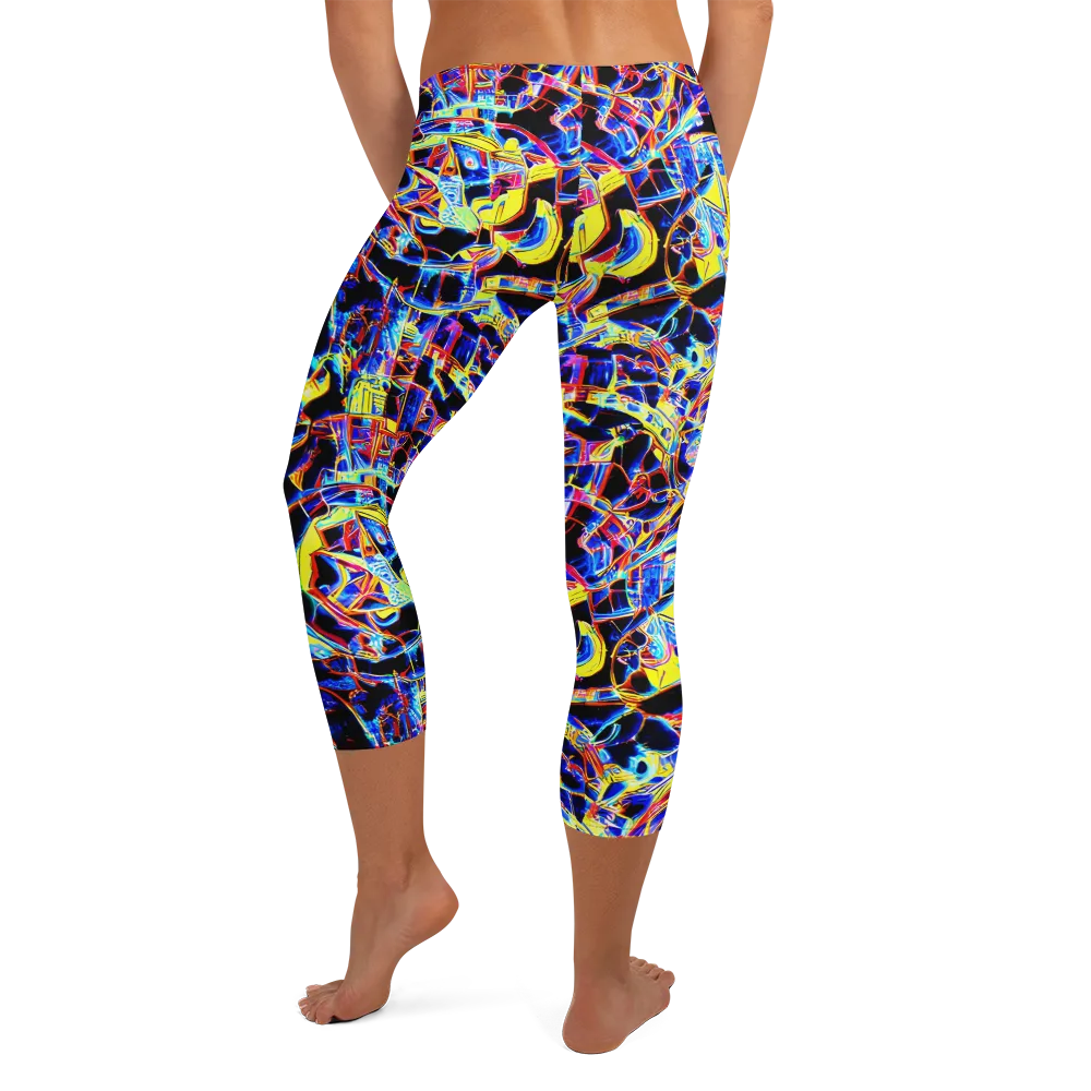 Futurist Frenzy on Capri Leggings — Back