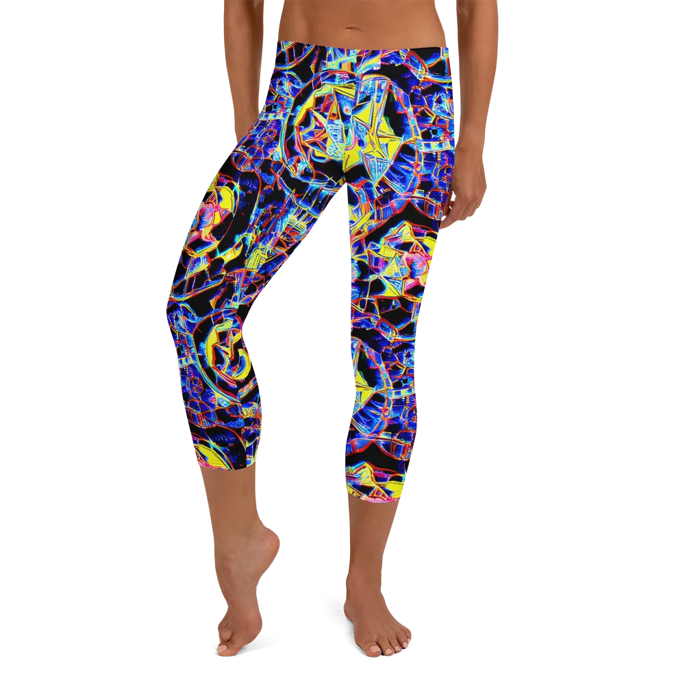 Futurist Frenzy on Capri Leggings — Front