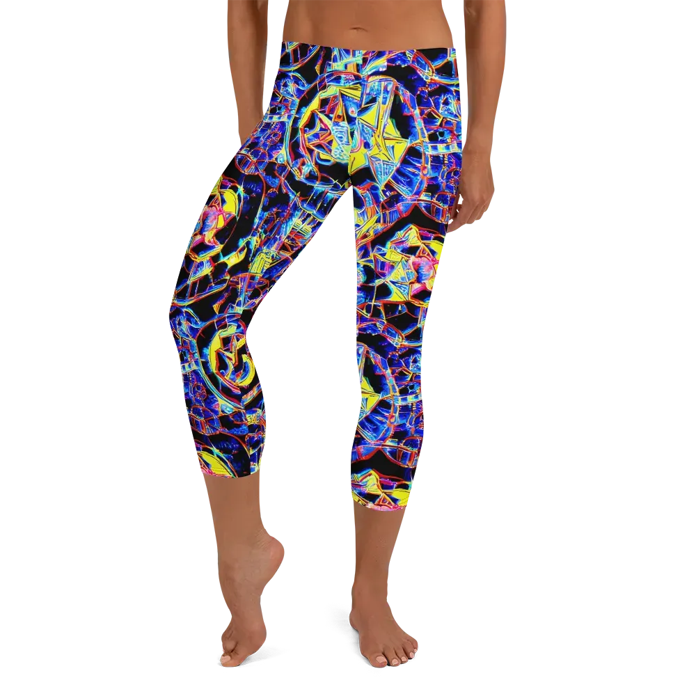 Futurist Frenzy on Capri Leggings — Front