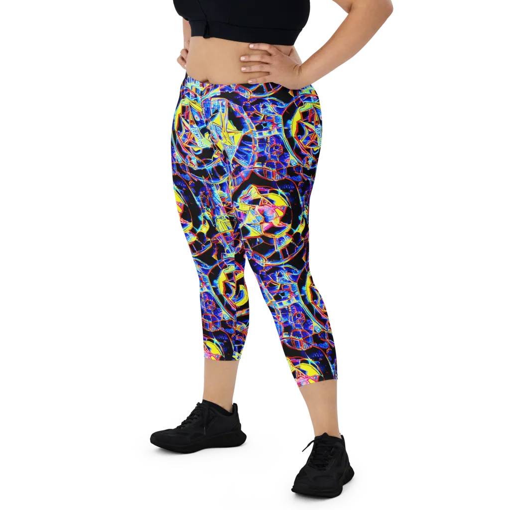 Futurist Frenzy on Capri Leggings — Front