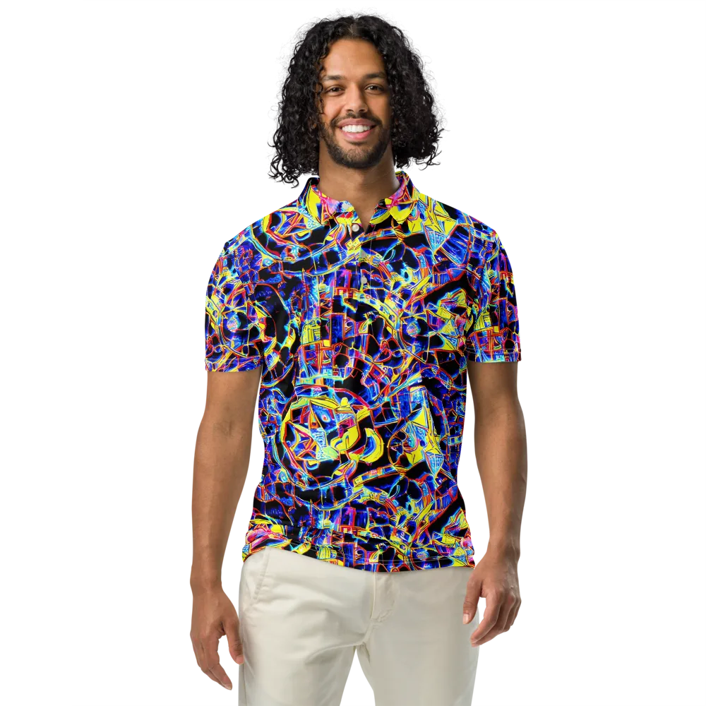 Futurist Frenzy on Men's Slim Fit Polo Shirt — Front