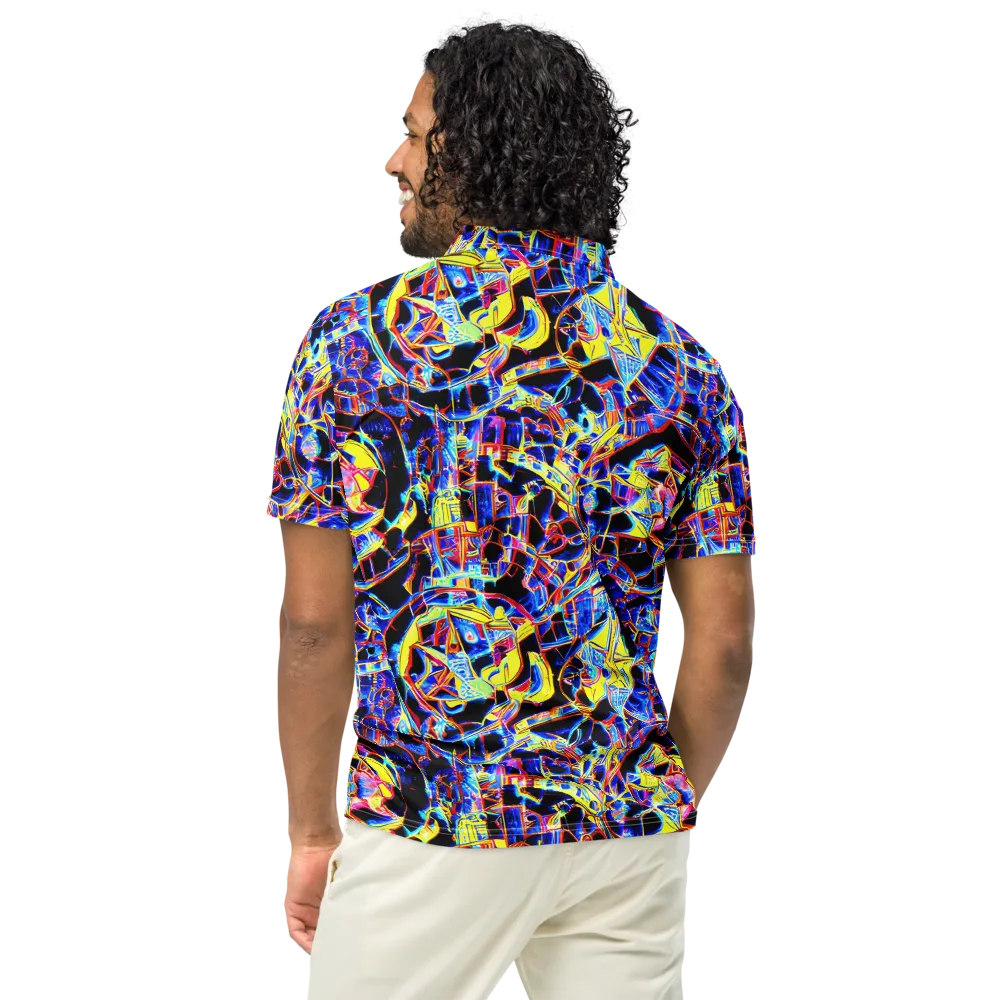 Futurist Frenzy on Men's Slim Fit Polo Shirt — Back