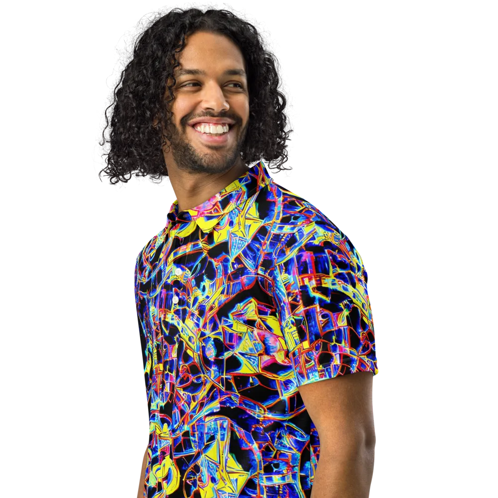 Futurist Frenzy on Men's Slim Fit Polo Shirt — Left Front