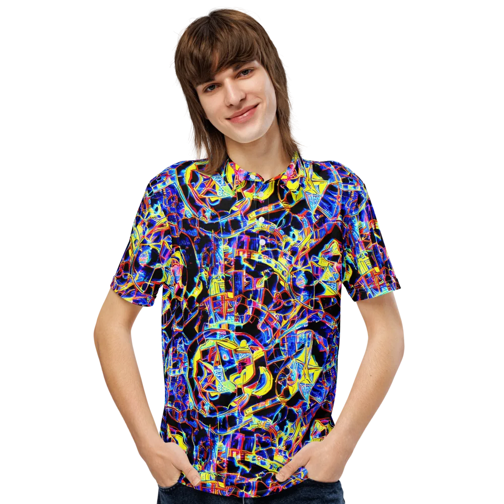 Futurist Frenzy on Men's Slim Fit Polo Shirt — Front