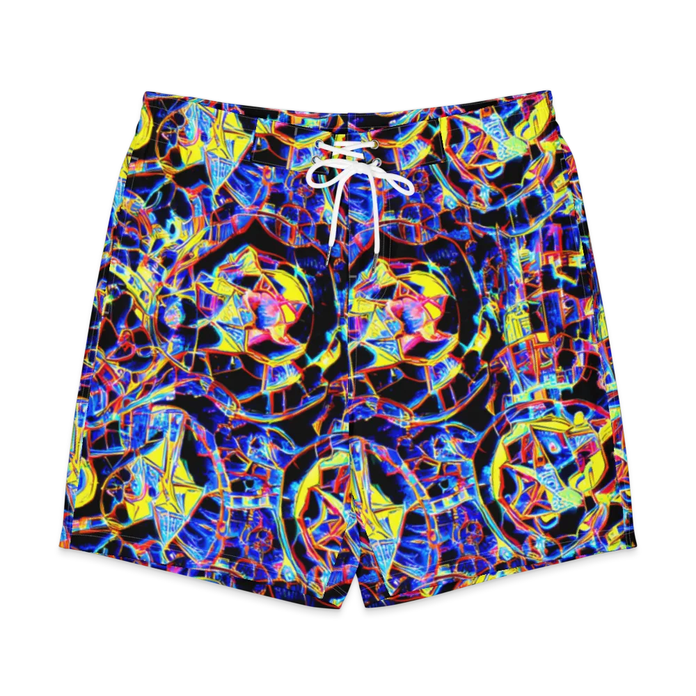Futurist Frenzy on Men's Board Shorts — Front