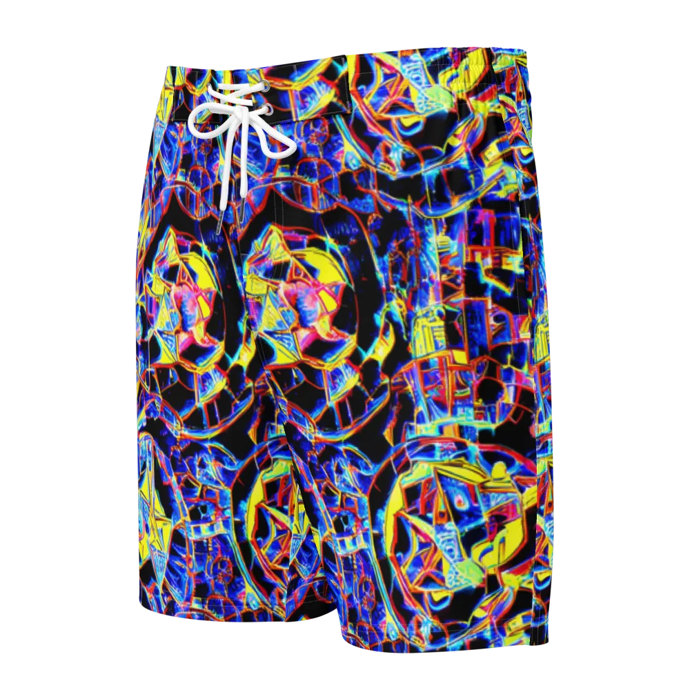 Futurist Frenzy on Men's Board Shorts — Front