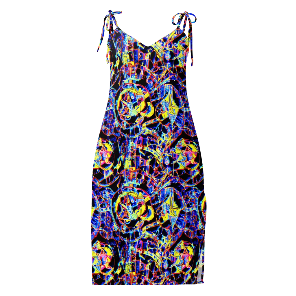 Futurist Frenzy on Slip Dress — Front
