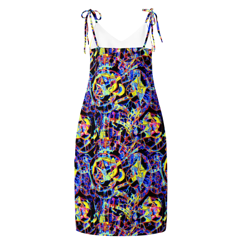 Futurist Frenzy on Slip Dress — Back