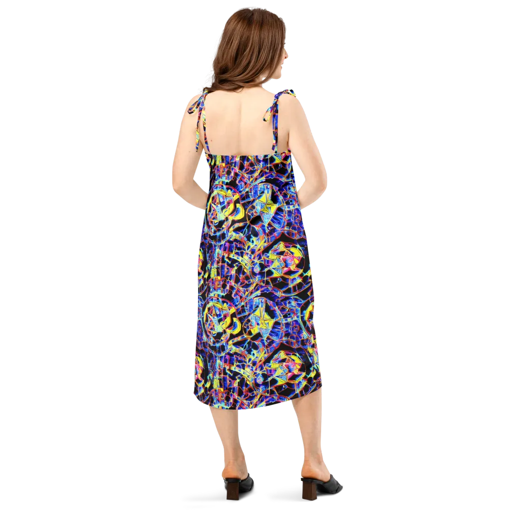 Futurist Frenzy on Slip Dress — Back