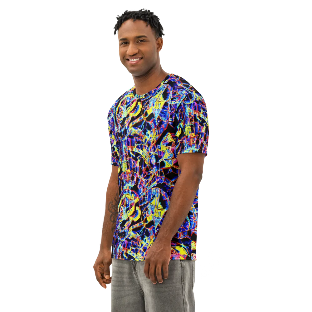 Futurist Frenzy on Men's Cotton Crew Neck T-Shirt — Left Front