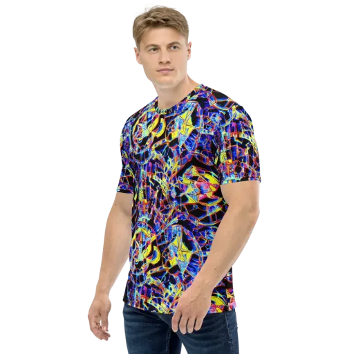 Futurist Frenzy on a Men's Crew Neck T-Shirt