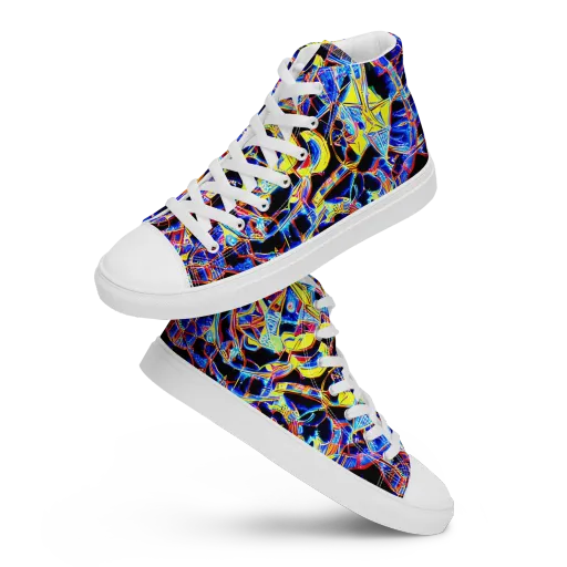Futurist Frenzy on a Men's High Top Canvas Shoes