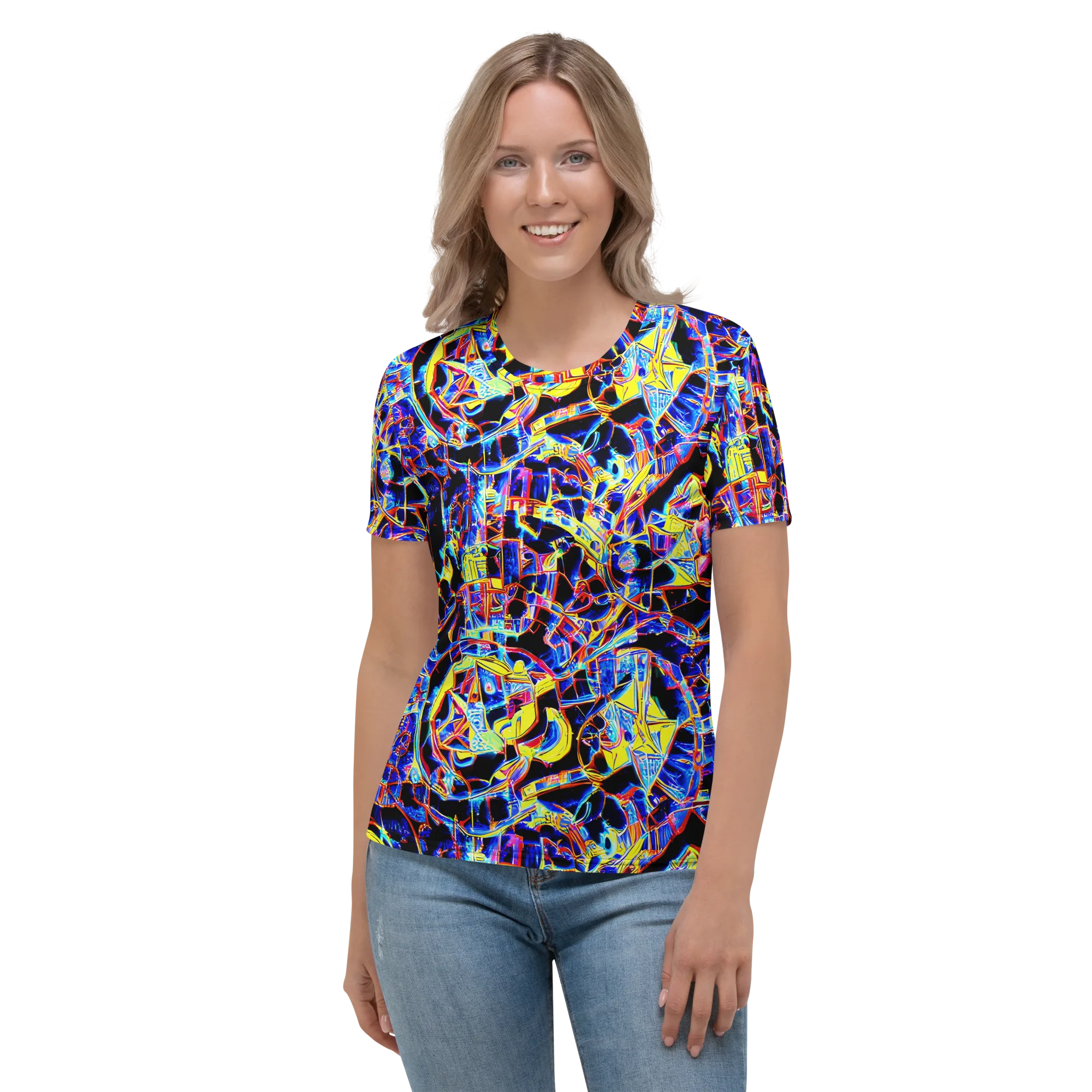 Futurist Frenzy on Women's Crew Neck T-Shirt — Front