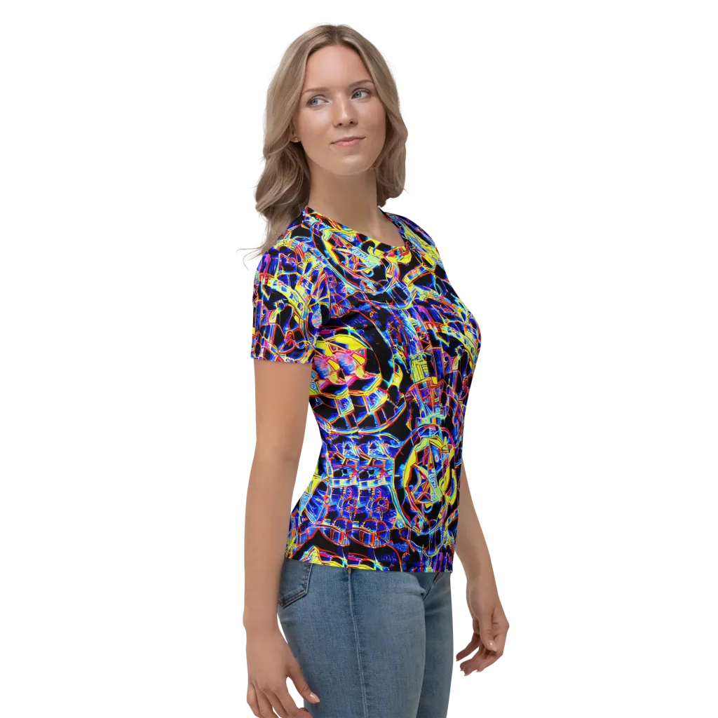 Futurist Frenzy on Women's Crew Neck T-Shirt — Right