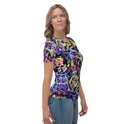 Futurist Frenzy on a Women's Crew Neck T-Shirt