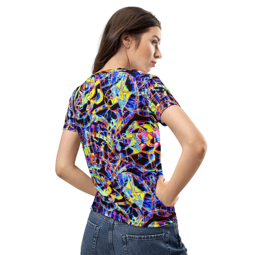 Futurist Frenzy on Women's Crew Neck T-Shirt — Back