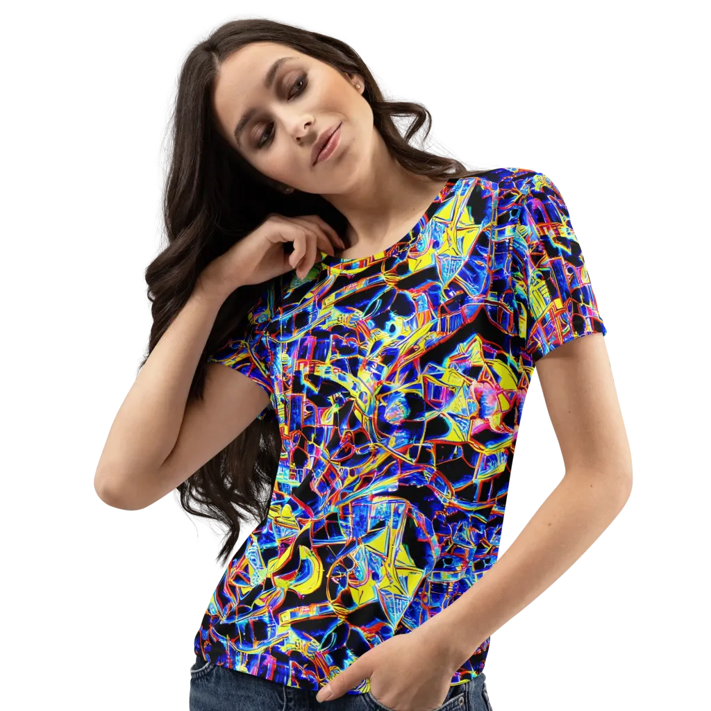 Futurist Frenzy on Women's Crew Neck T-Shirt — Left Front