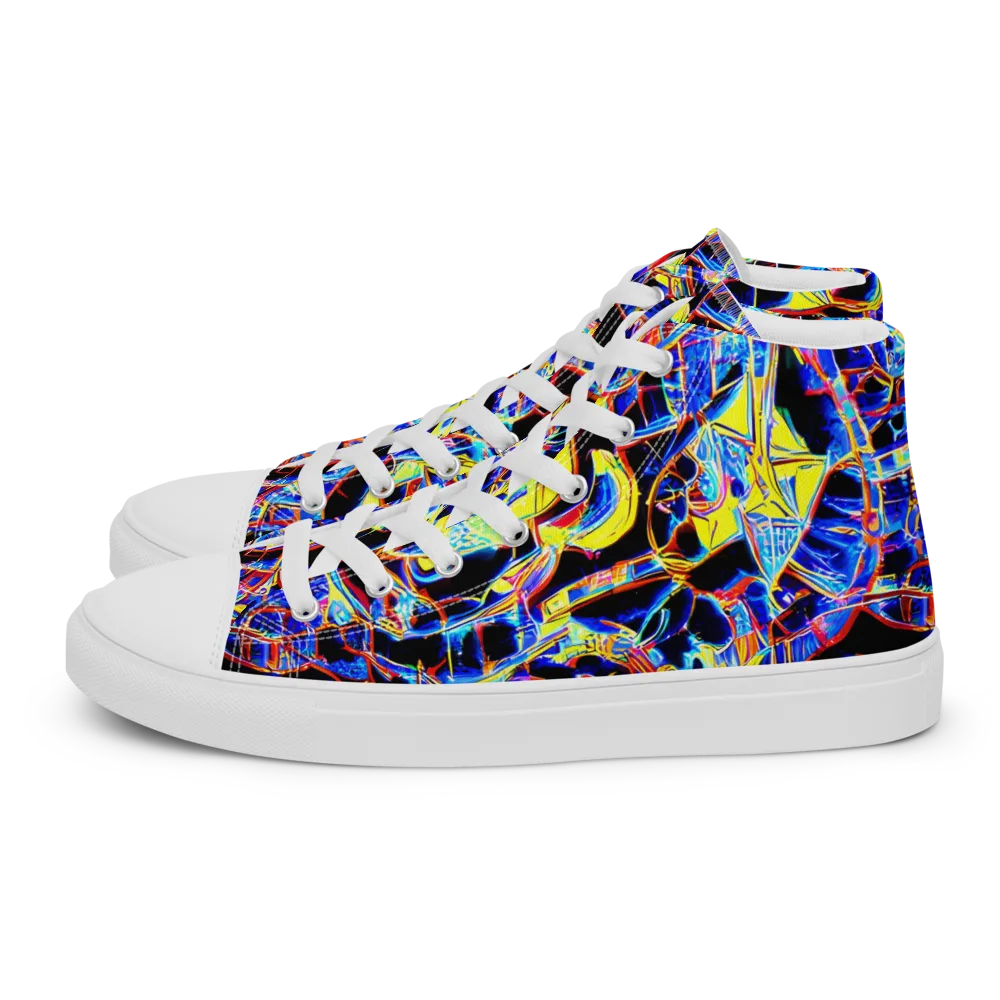 Futurist Frenzy on Women's High Top Canvas Shoes — Left