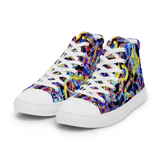 Futurist Frenzy on a Women's High Top Canvas Shoes