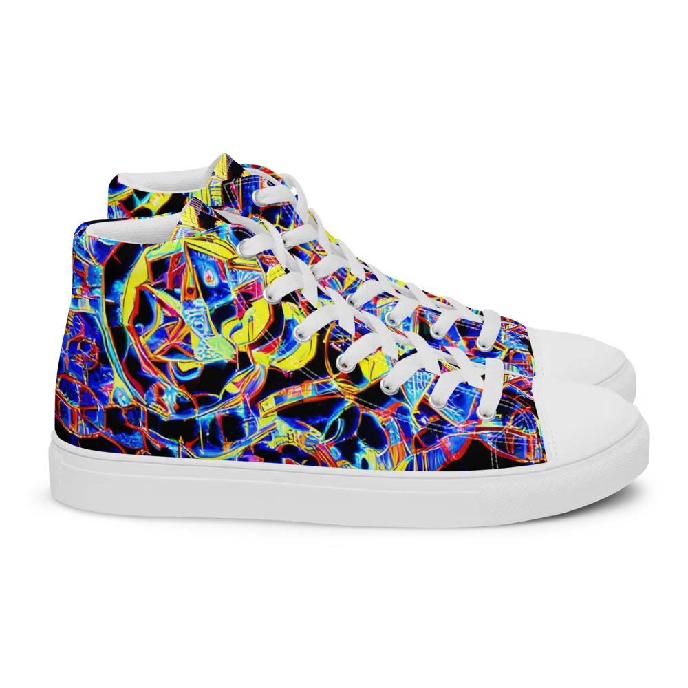 Futurist Frenzy on Women's High Top Canvas Shoes — Right