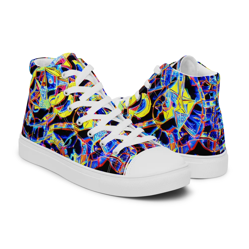 Futurist Frenzy on Women's High Top Canvas Shoes — Right