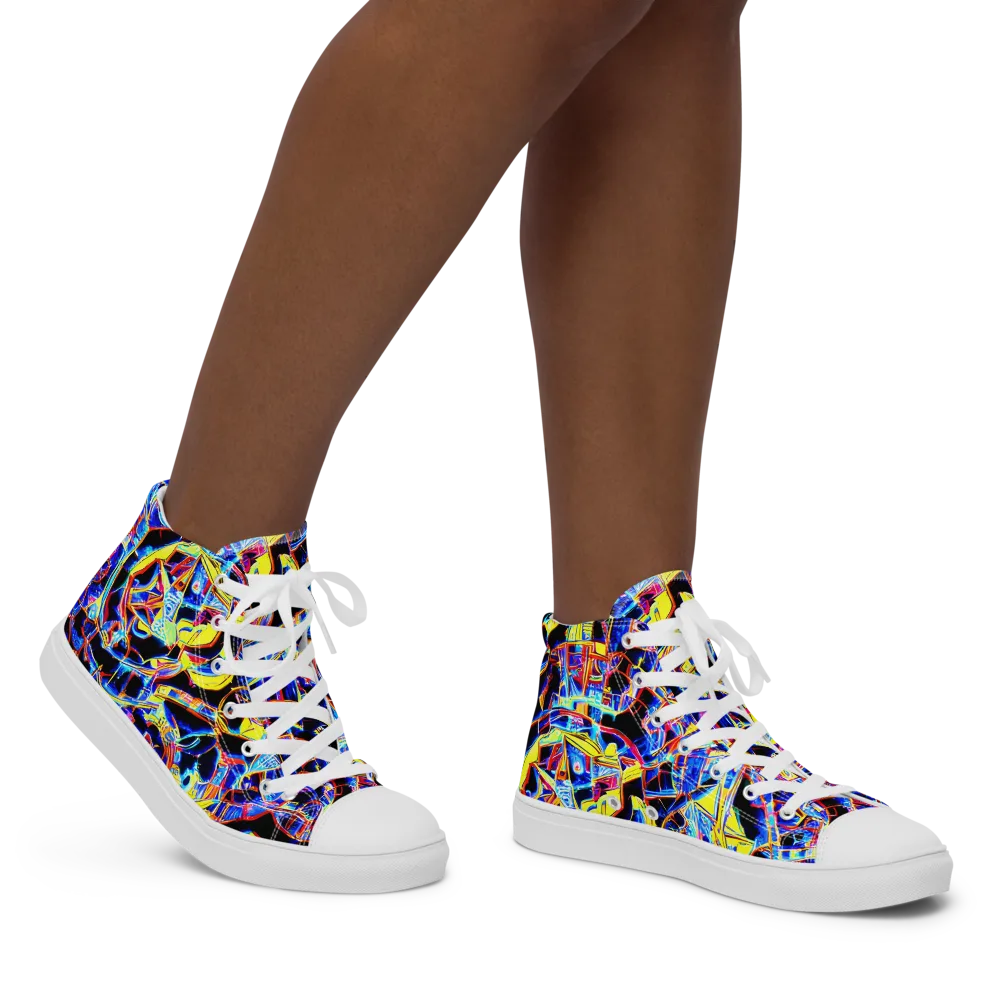Futurist Frenzy on Women's High Top Canvas Shoes — Right