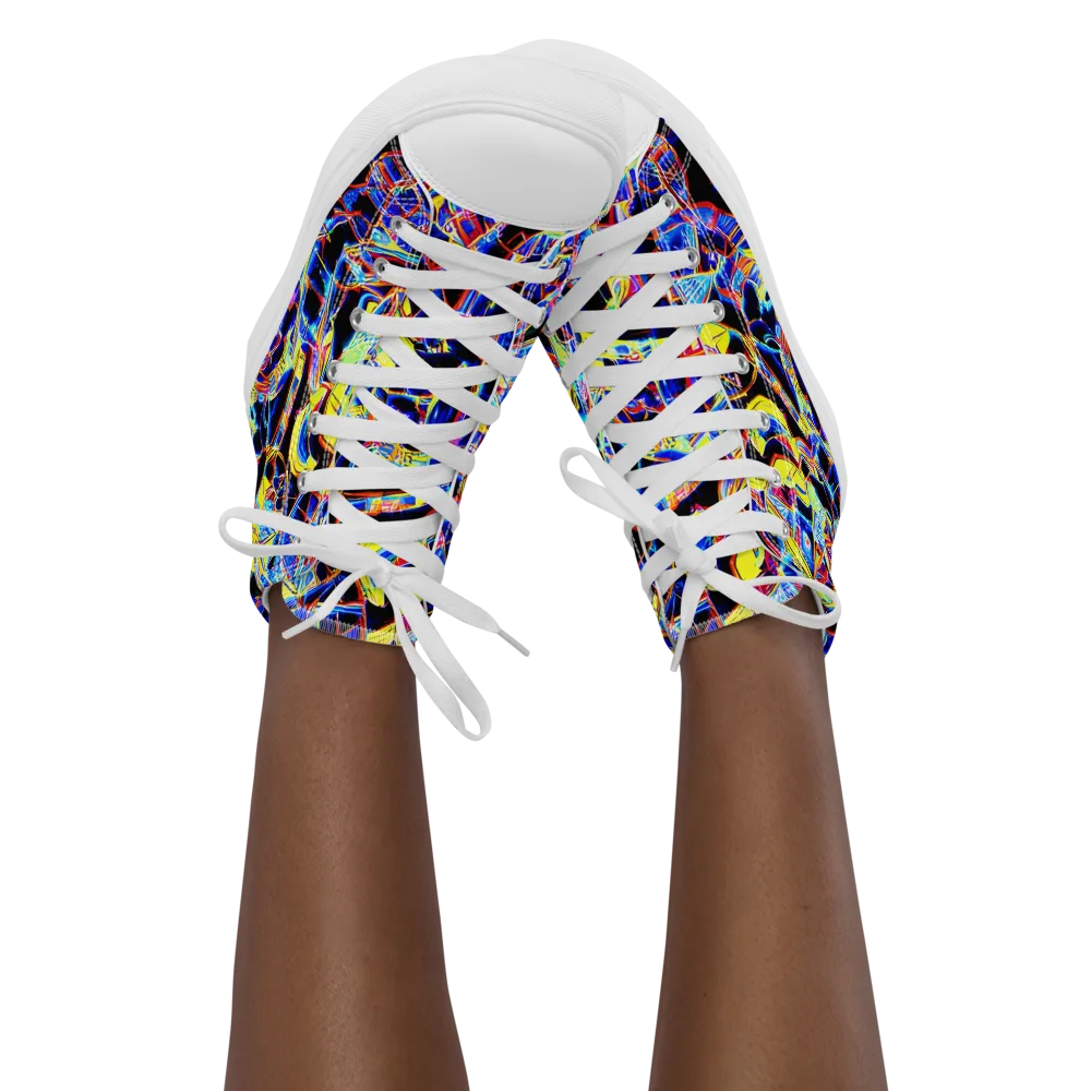 Futurist Frenzy on Women's High Top Canvas Shoes — Front