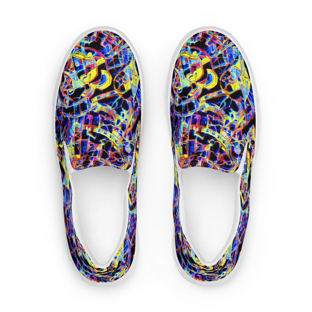 Futurist Frenzy on Men's Slip-On Canvas Shoes — Front