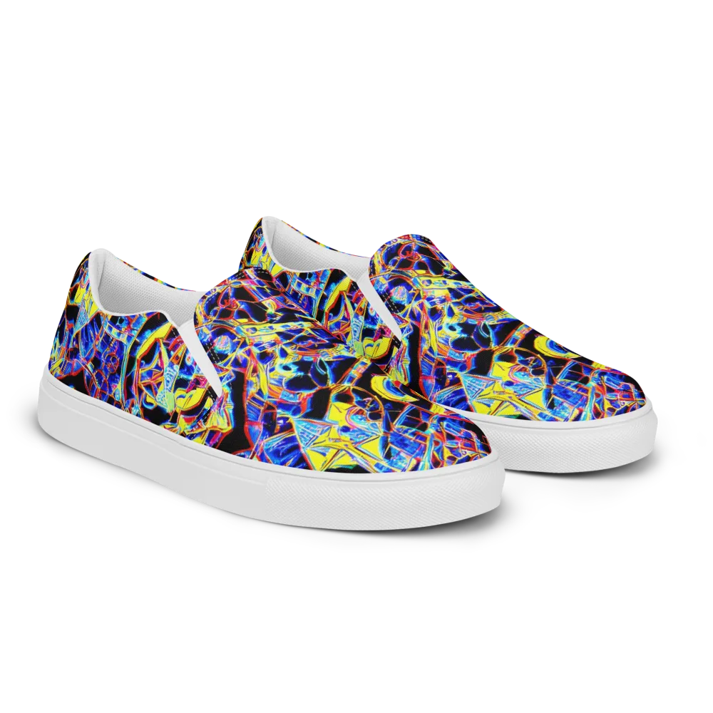 Futurist Frenzy on Men's Slip-On Canvas Shoes — Right Front