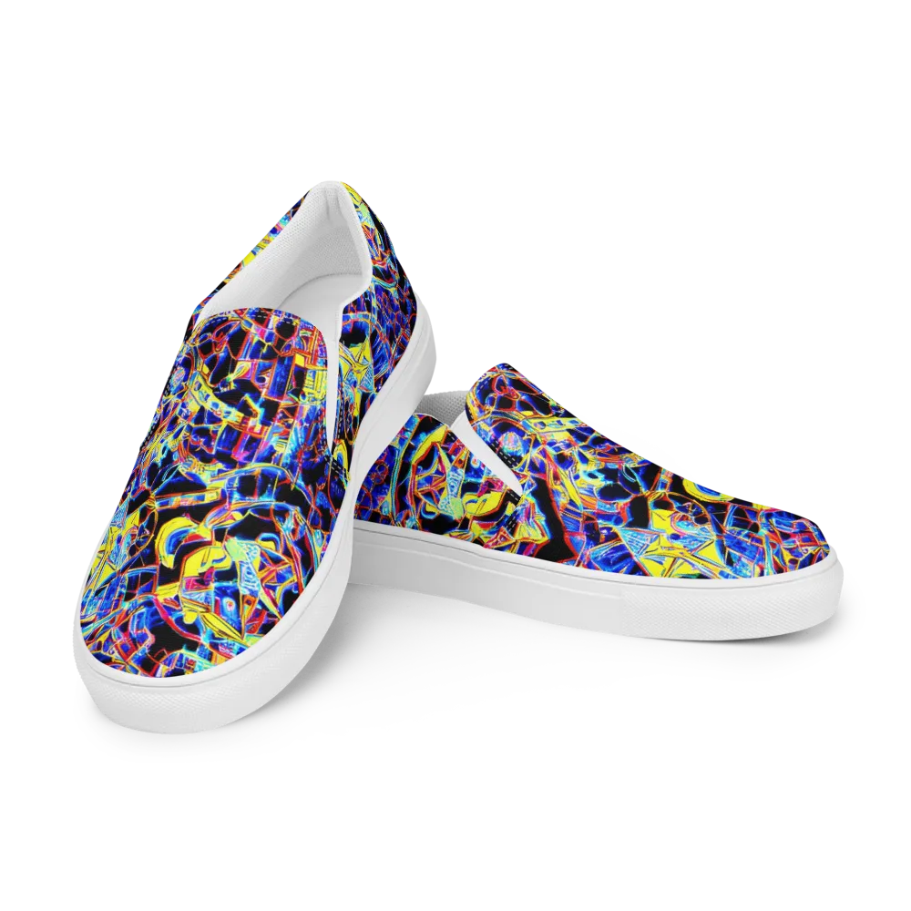 Futurist Frenzy on Men's Slip-On Canvas Shoes — Left Front