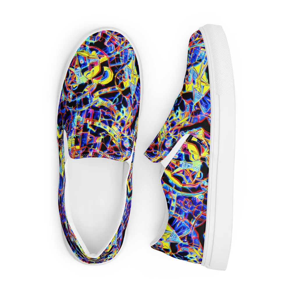 Futurist Frenzy on Men's Slip-On Canvas Shoes — Front