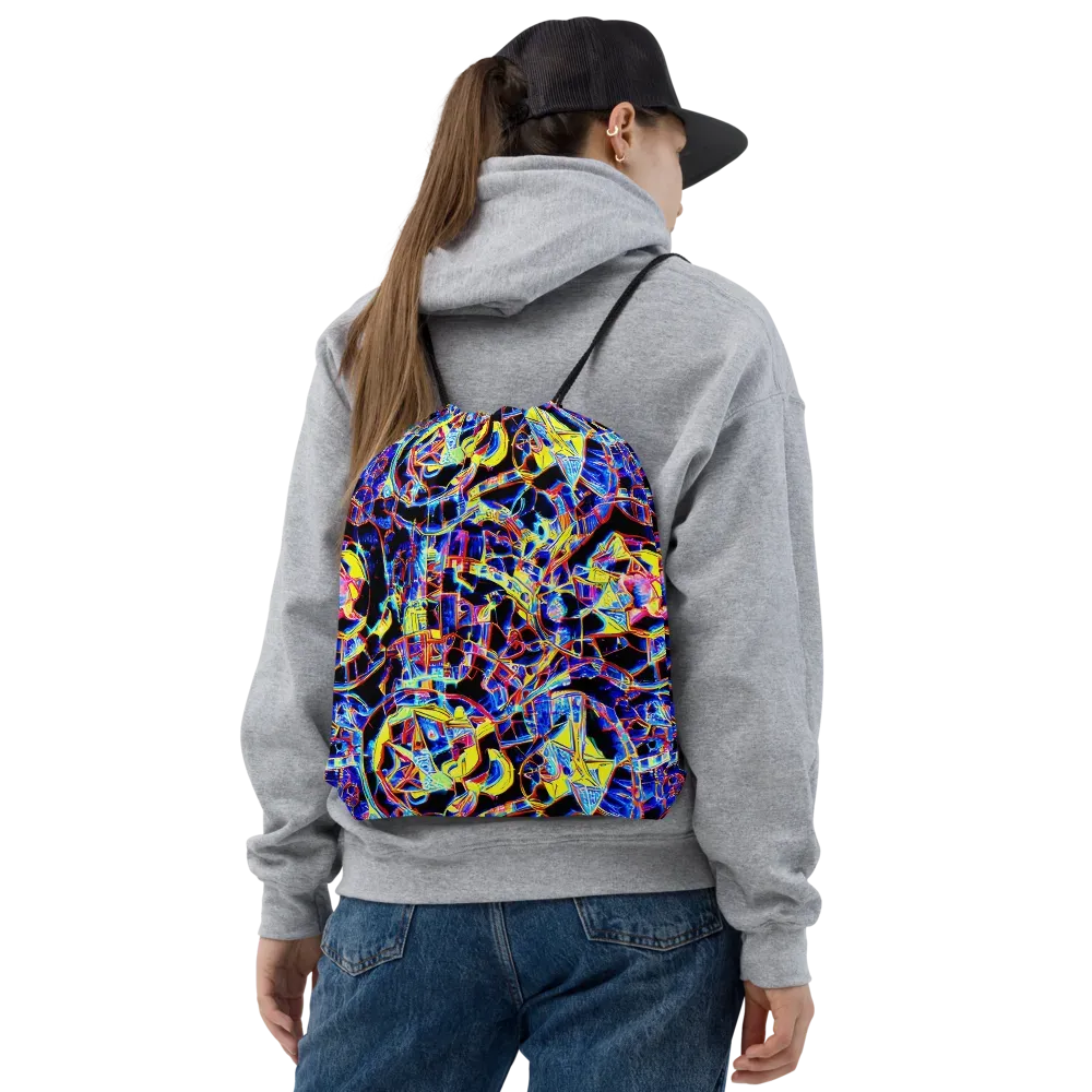 Futurist Frenzy on Drawstring Bag — Front