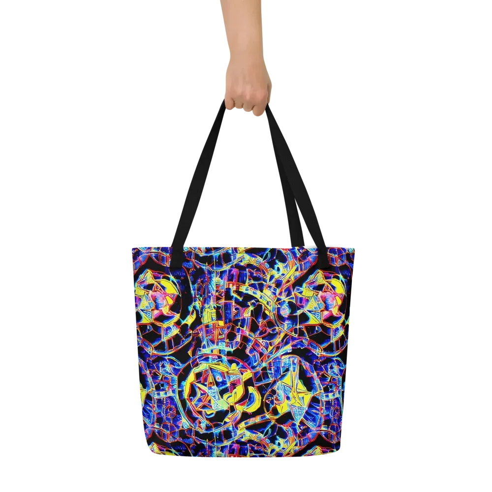 Futurist Frenzy on Large Tote Bag W/ Pocket — Front