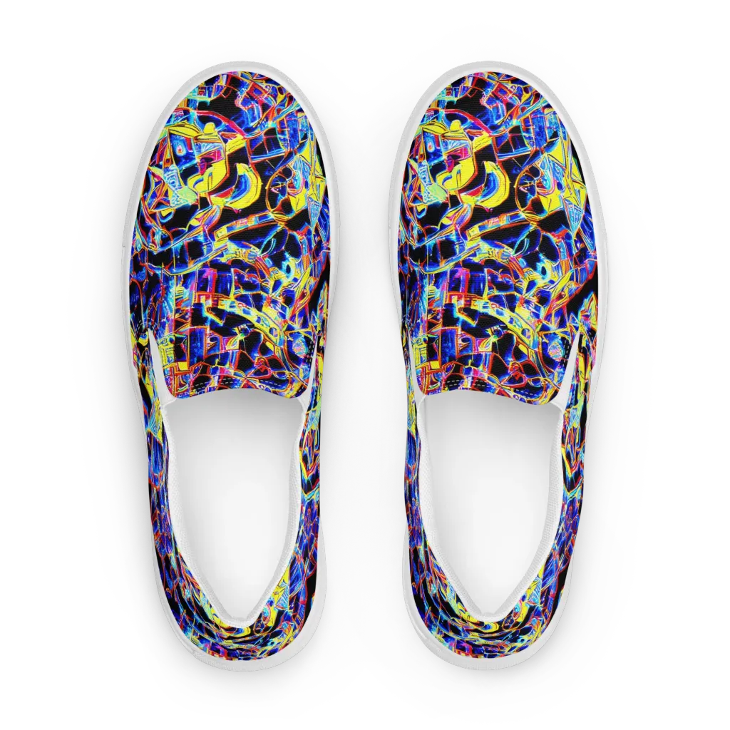 Futurist Frenzy on Women's Slip-On Canvas Shoes — Front