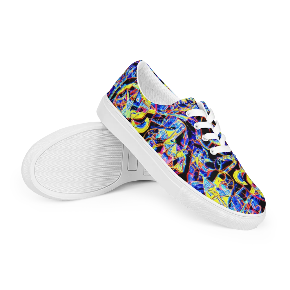 Futurist Frenzy on Men's Lace-Up Canvas Shoes — Right Front