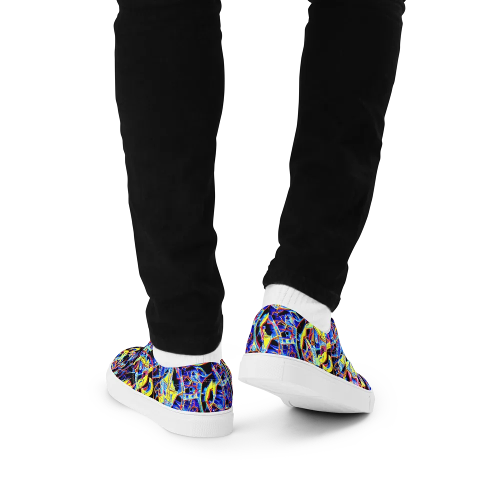 Futurist Frenzy on Men's Lace-Up Canvas Shoes — Back