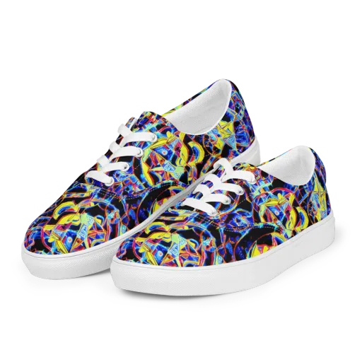Futurist Frenzy on a Men's Lace-Up Canvas Shoes