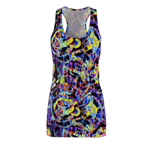 Futurist Frenzy on a Racerback Dress