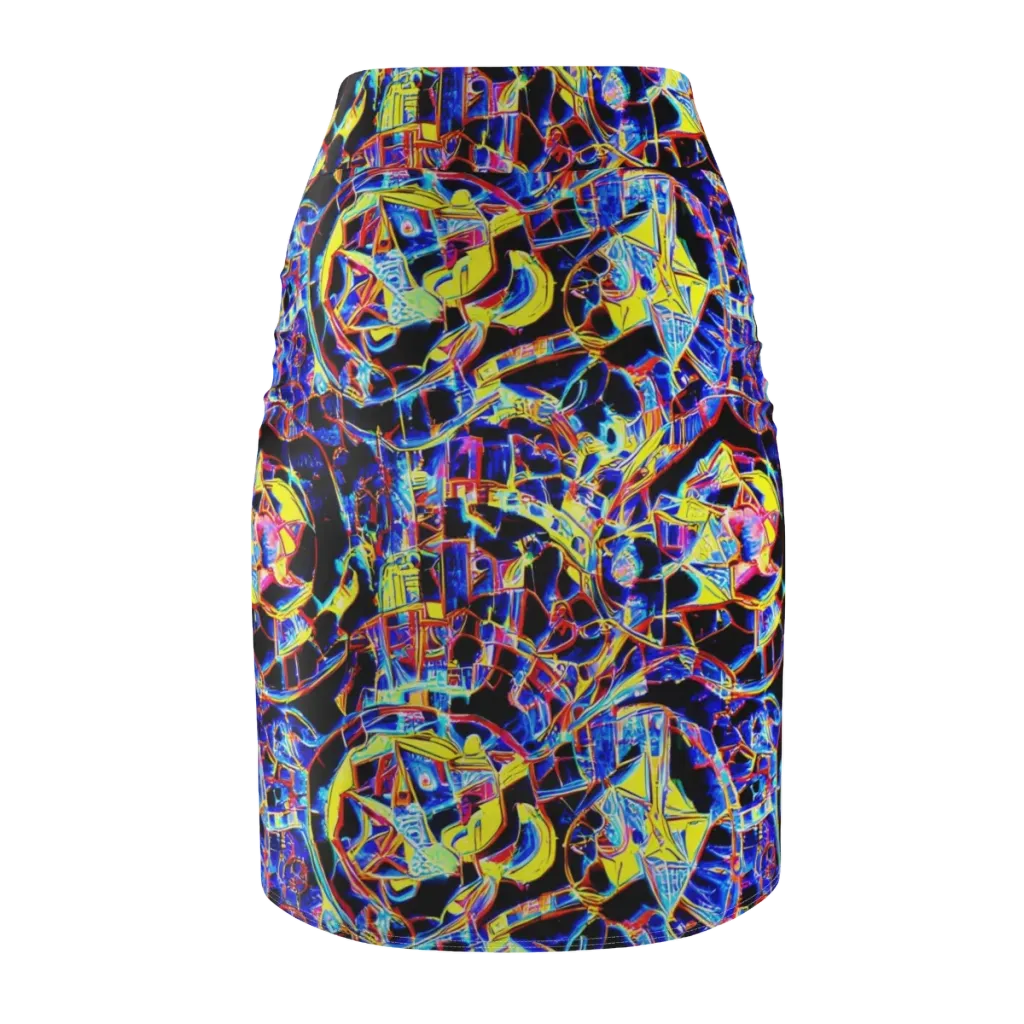 Futurist Frenzy on Pencil Skirt — Back